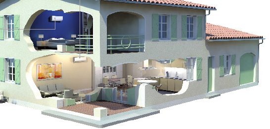 Schéma climatisation multi-split dans une maison